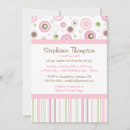 Pink Brown Sweet Girl Polka Dot Baby Shower Invite