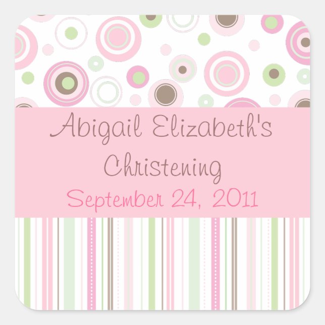 Pink Brown Sweet Girl Polka Dot Favor Sticker (Front)