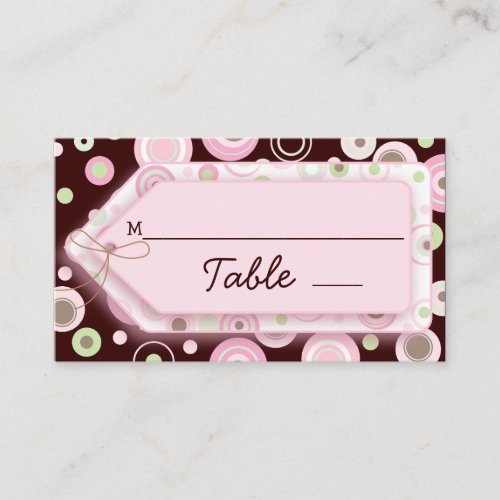 Pink Brown Sweet Girl Polka Dot Seating Cards Business Cards