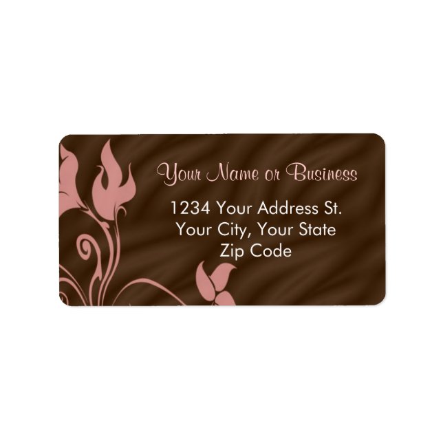 Pink Brown Swirl Address Label (Front)