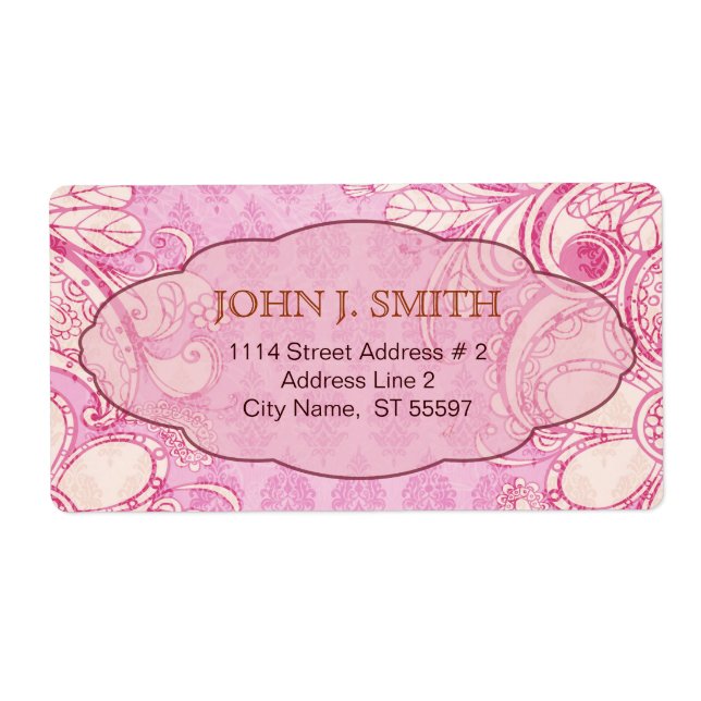 Pink & Brown Swirls - Custom Text Label (Front)