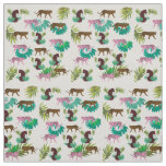 Pink Brown Tigers Fabric