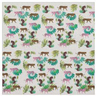 Pink Brown Tigers Fabric
