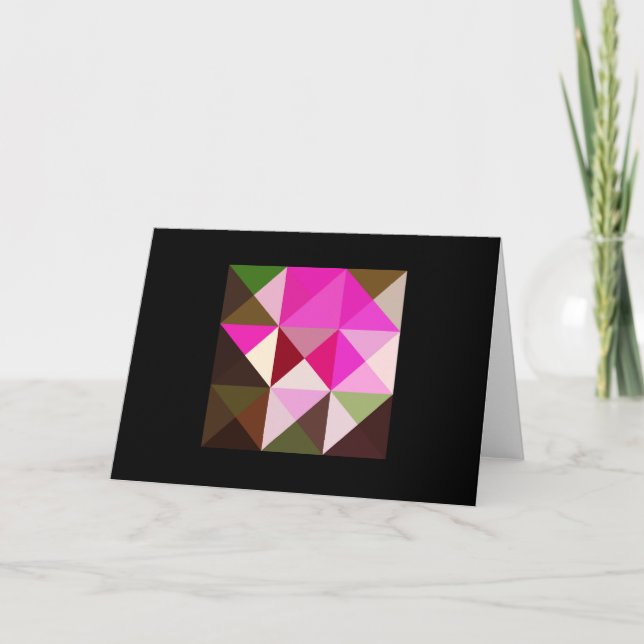 Pink Brown Tones Quilt Square Note Card (Front)