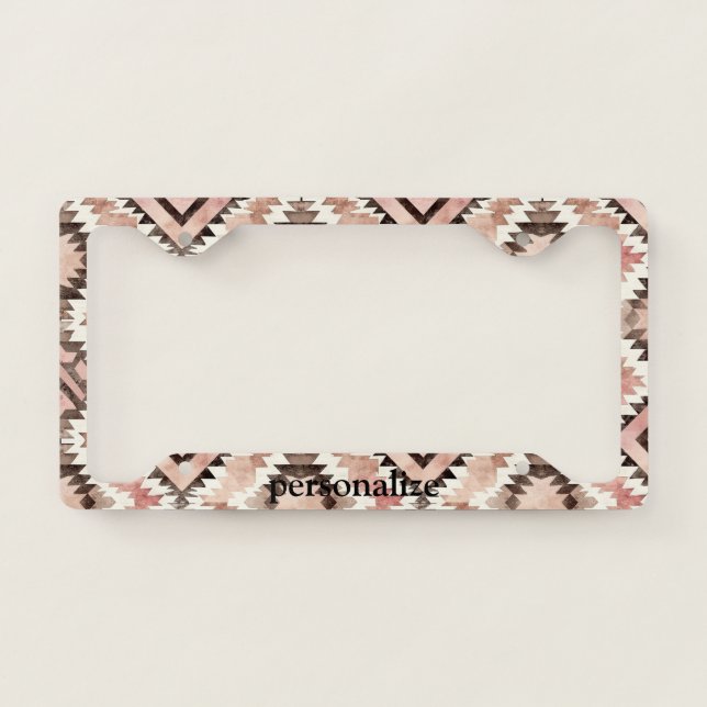 Pink Brown Tribal Native  License Plate Frame (Front)
