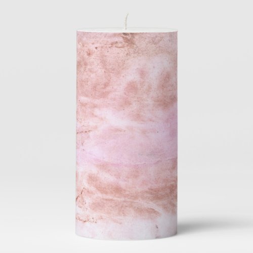 Pink brown watercolor pillar candle