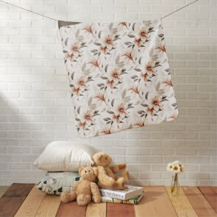 Pink Brown Watercolor Wildflower Name Baby Blanket