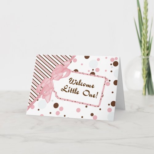Pink  Brown Welcome Little One New Baby Card