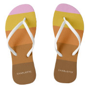 Pink Brown Wide Abstract Stripes Personalized    Flip Flops at Zazzle