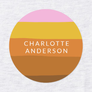 Pink Brown Wide Abstract Stripes Personalized   Labels
