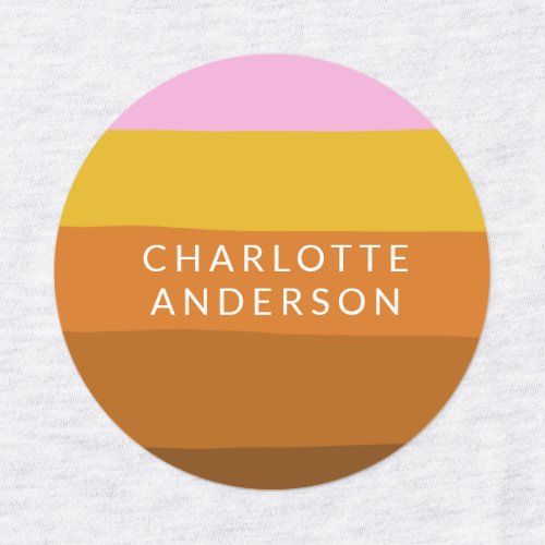 Pink Brown Wide Abstract Stripes Personalized   Labels