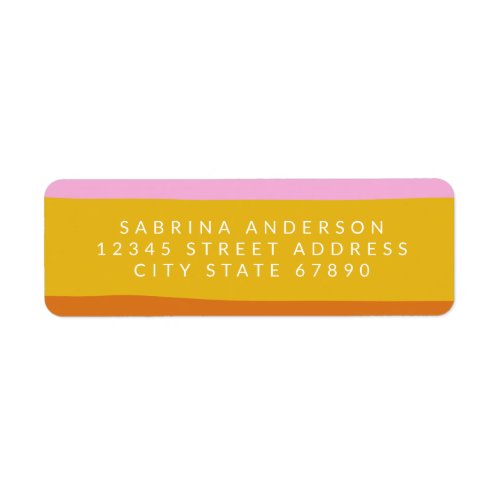 Pink Brown Wide Abstract Stripes Return Address Label