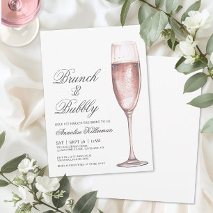 Pink Brunch And Bubbly Bridal Shower Invitation