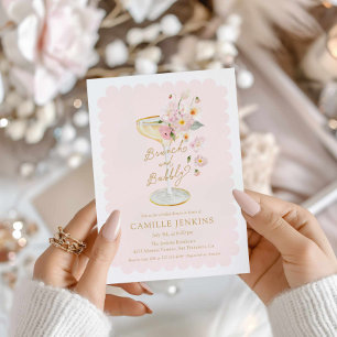 Pink Brunch and Bubbly Bridal Shower Invitation