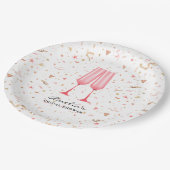 Pink Brunch and Bubbly Bridal Shower Paper Plates (Angled)