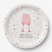Pink Brunch and Bubbly Bridal Shower Paper Plates (Front)