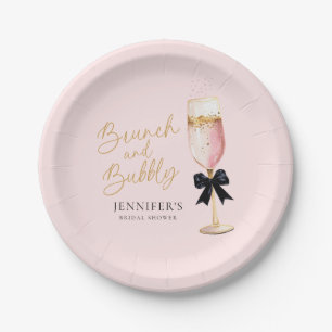 Pink Brunch and Bubbly Bridal Shower Paper Plates