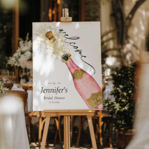 Pink Brunch and Bubbly Bridal Shower Welcome Foam Board