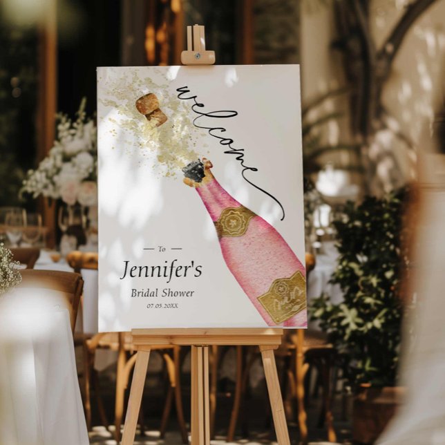 Pink Brunch and Bubbly Bridal Shower Welcome Foam Board (Pink Brunch and Bubbly Welcome Sign)