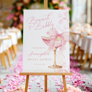 Pink Brunch and Bubbly Bridal Shower Welcome Sign