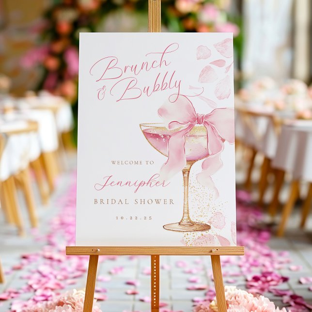 Pink Brunch and Bubbly Bridal Shower Welcome Sign (Creator Uploaded)