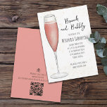Pink Brunch and Bubbly Champagne Bridal Shower Inv Invitation<br><div class="desc">This design features a watercolor pink brunch and bubbly with, a bridal shower wine and champagne drinks, a simple minimalist minimal design, trendy stylish calligraphy script font, champagne flute glass toast bar, whimsical typography text style, brunch with the bride invitations, for her bride-to be, rustic orange gold simplistic artwork, a...</div>