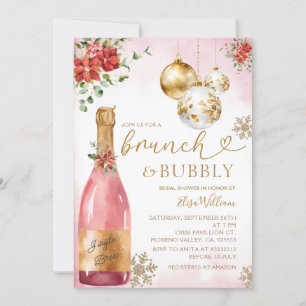 Pink Brunch and Bubbly Champagne Bridal Shower Invitation