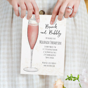 Pink Brunch and Bubbly Champagne Bridal Shower Invitation