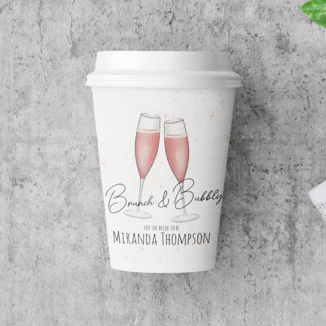 Pink Brunch and Bubbly Custom Bridal Shower Paper Cups (Bridal Shower brunch and bubbly party paper cup)