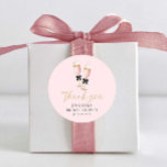 Pink Brunch and Bubbly Thank you Classic Round Sticker<br><div class="desc">Add a chic touch to your celebration with our Pink Brunch and Bubbly Bridal Shower Square Sticker! Perfect for favors, gifts, or decor, this elegant sticker combines soft pink hues with stylish text to complement any brunch-inspired bridal shower. Personalize it to make the bride-to-be’s day even more special. Cava Party...</div>