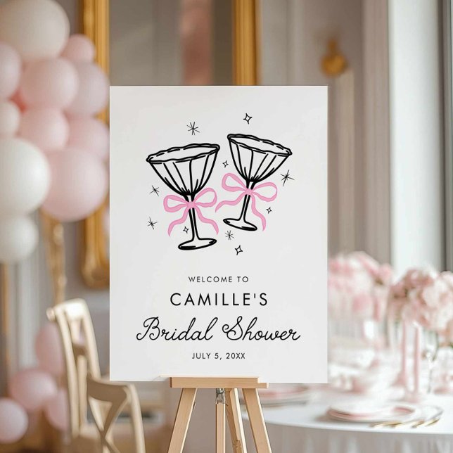 Pink Brunch and Bubbly Welcome Sign (Pink Champagne Bridal Shower Welcome Sign)