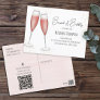 Pink Brunch Bridal Shower QR Code Social Media Postcard