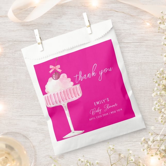 Pink Brunch Bubbly Cherry Champagne  Baby Shower  Favor Bag (Clipped)