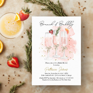 Pink Brunch & Bubbly Mimosa Bridal Shower Invitation