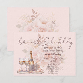 Pink Brunch & Bubbly Wedding Shower Invitation
