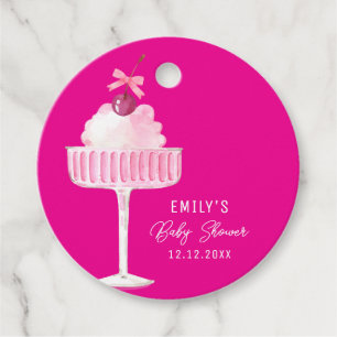 Pink Brunch Cherry Champagne Baby Shower Thank You Favor Tags