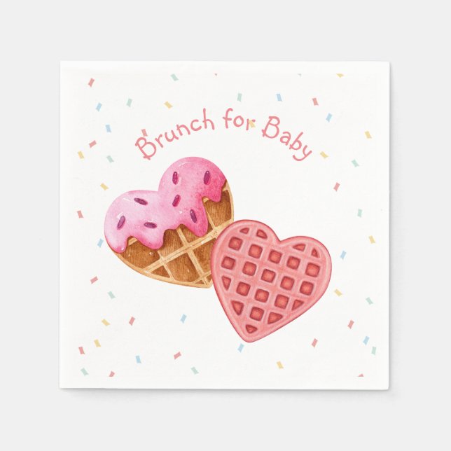 Pink brunch for baby shower napkins (Front)