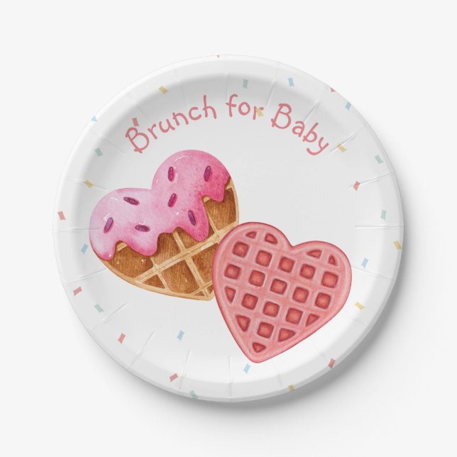 Pink brunch for baby shower paper plates (Front)