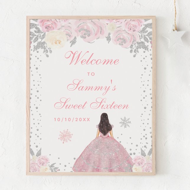 Pink Brunette Hair Girl Sweet Sixteen Welcome Poster (Creator Uploaded)