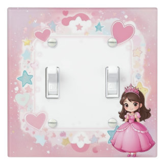 Pink Brunette Princess Cute Kawaii Girls Room Light Switch Cover