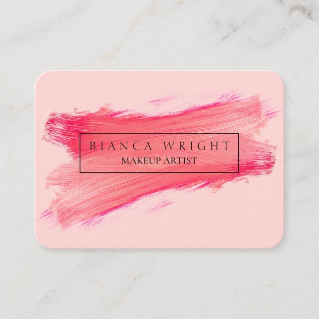 Pink Brush Makeup Artist Business Card (Front)