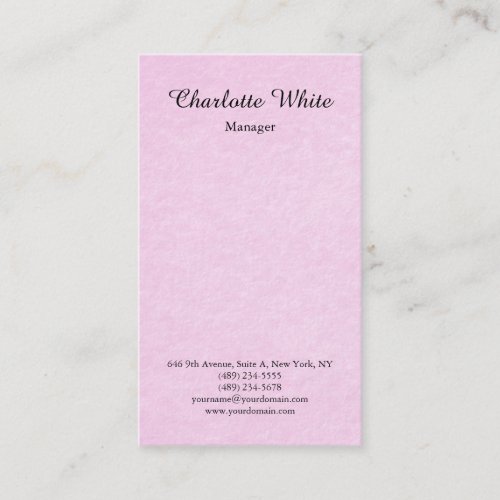 Pink Brush Script Modern Feminine Elegant Business Card