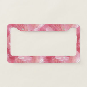 Pink Brush Stroke Glitter Abstract Pattern License Plate Frame