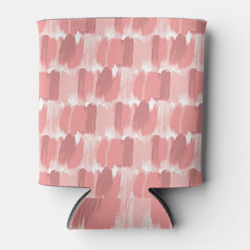 Pink Brush Strokes Oil Pattern Can Cooler