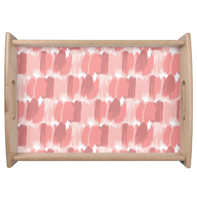 Pink Brush Strokes Oil Pattern Serving Tray (Front)