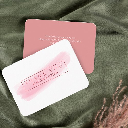 PINK Brush Thank You  Discount Business Card