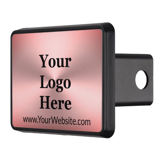 Pink Brushed Metal Look Company Logo & Website Hitch Cover (Left)