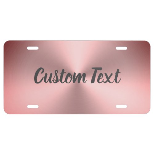 Pink Brushed Metal Look Gray Script Text Template License Plate