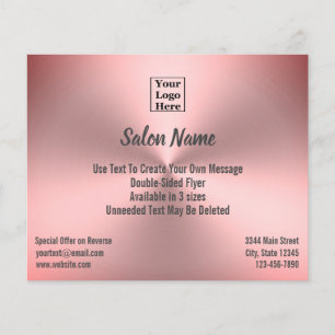 Pink Brushed Metal Look Salon Template Flyer