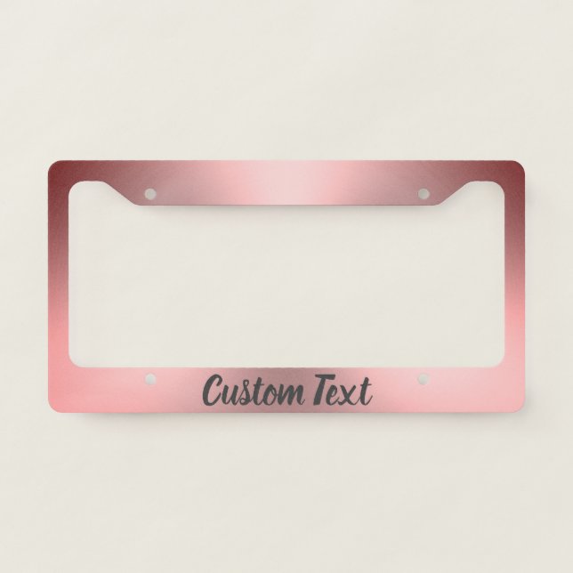 PInk Brushed Metal Look with Script License Plate Frame (Front)
